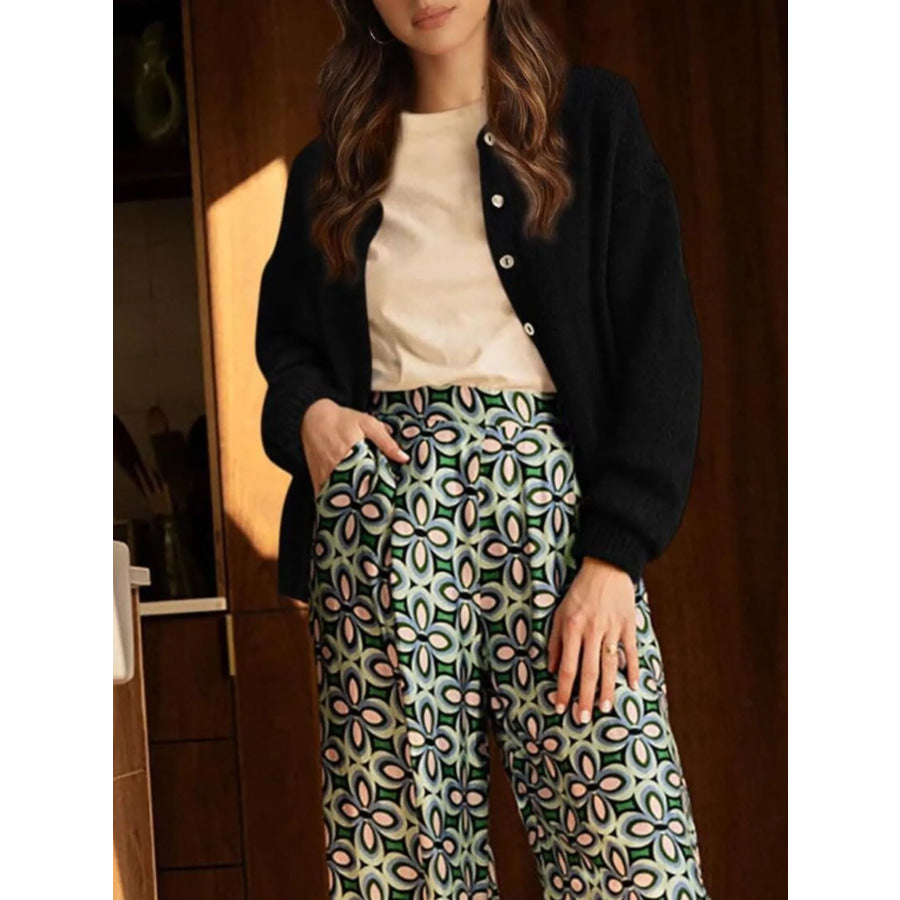 Button-Down Dropped Shoulder Cardigan Apparel and Accessories