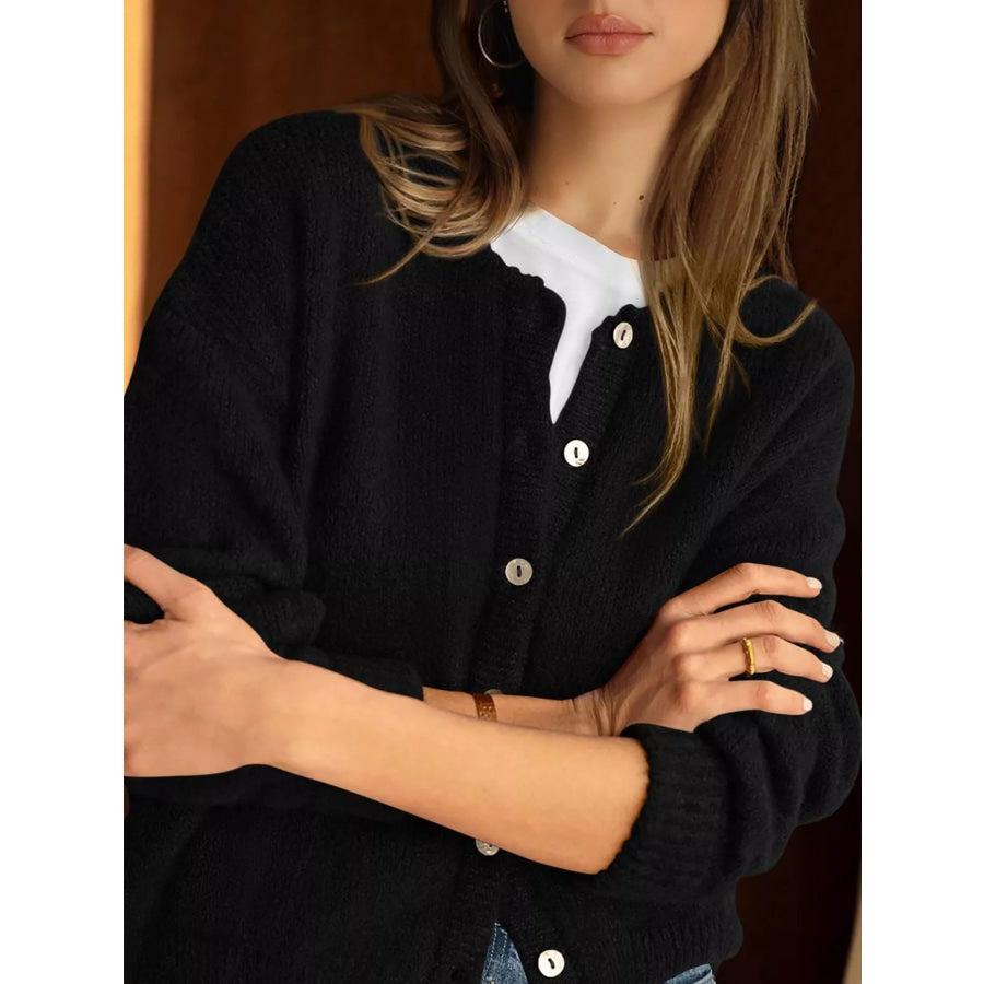 Button-Down Dropped Shoulder Cardigan Apparel and Accessories