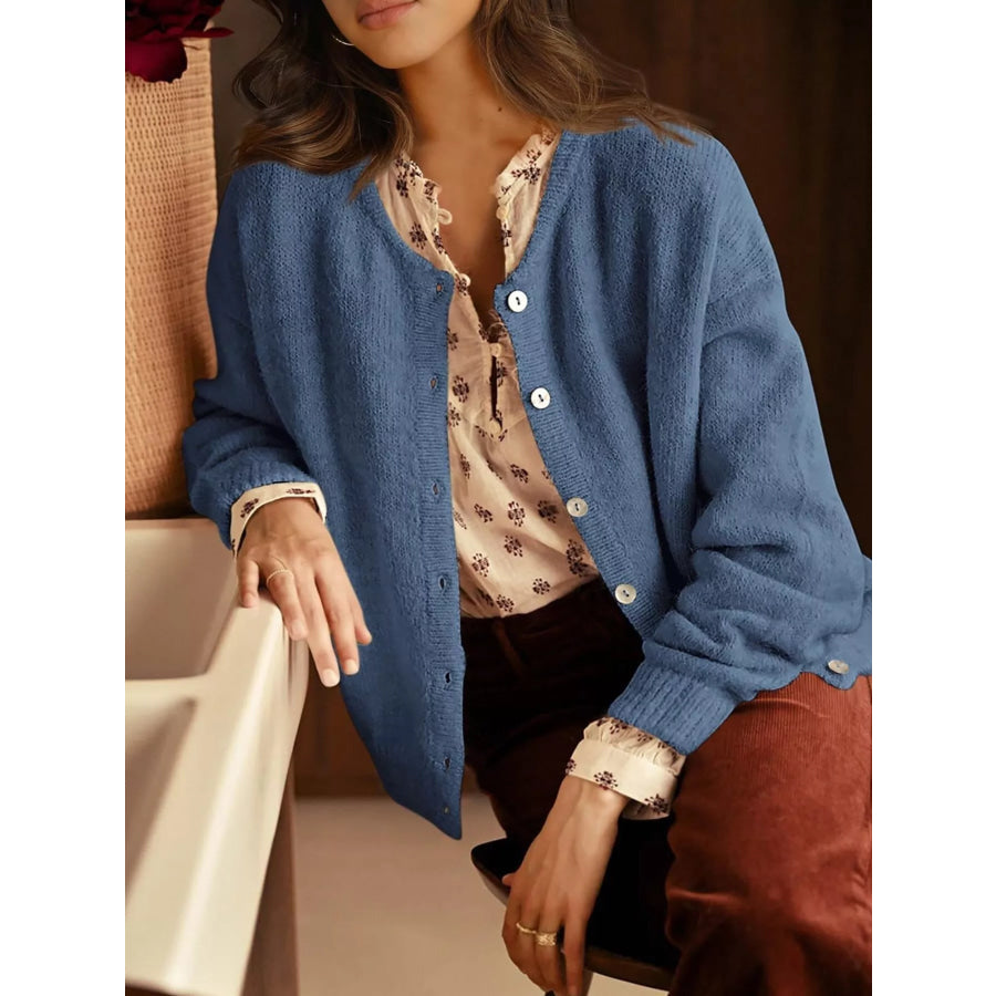 Button-Down Dropped Shoulder Cardigan Apparel and Accessories