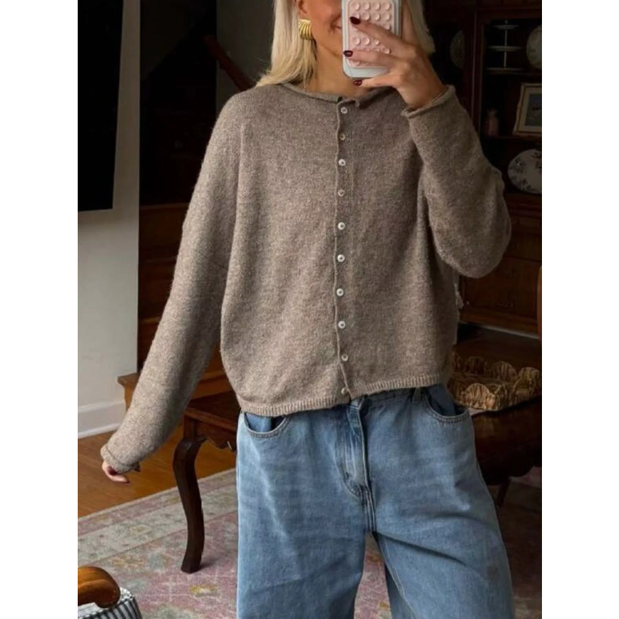 Button-Down Dropped Shoulder Cardigan Apparel and Accessories