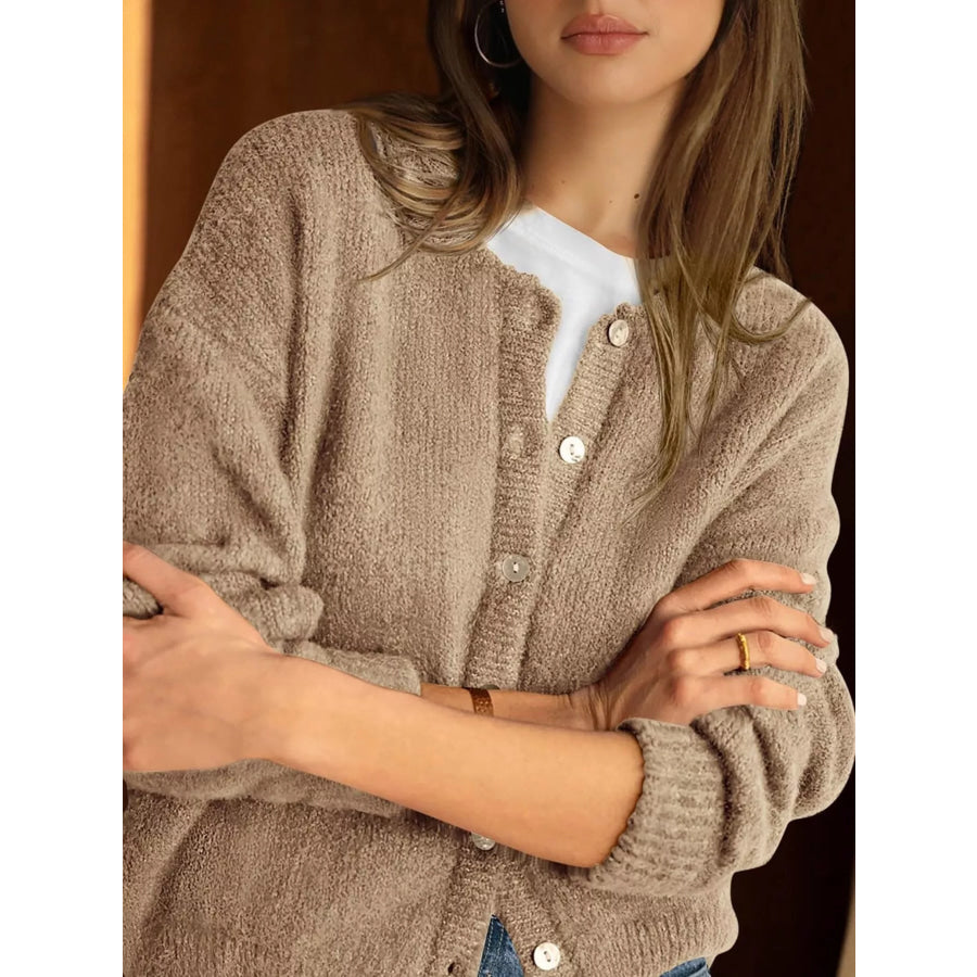 Button-Down Dropped Shoulder Cardigan Apparel and Accessories