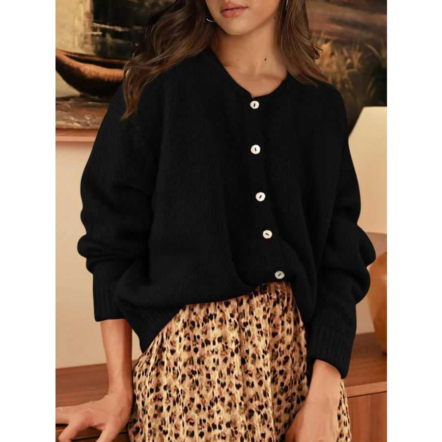 Button-Down Dropped Shoulder Cardigan Apparel and Accessories