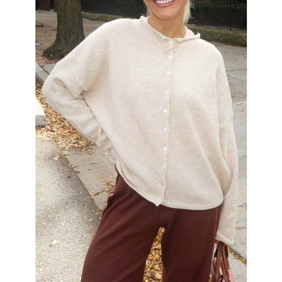 Button-Down Dropped Shoulder Cardigan Apparel and Accessories