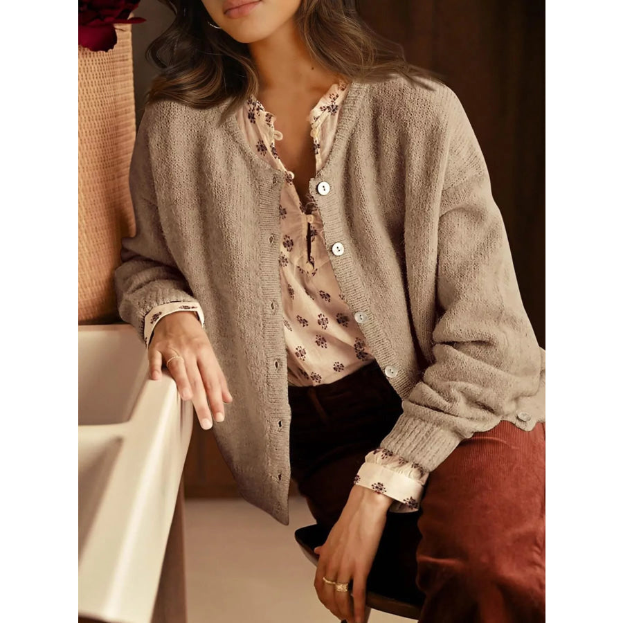 Button-Down Dropped Shoulder Cardigan Apparel and Accessories