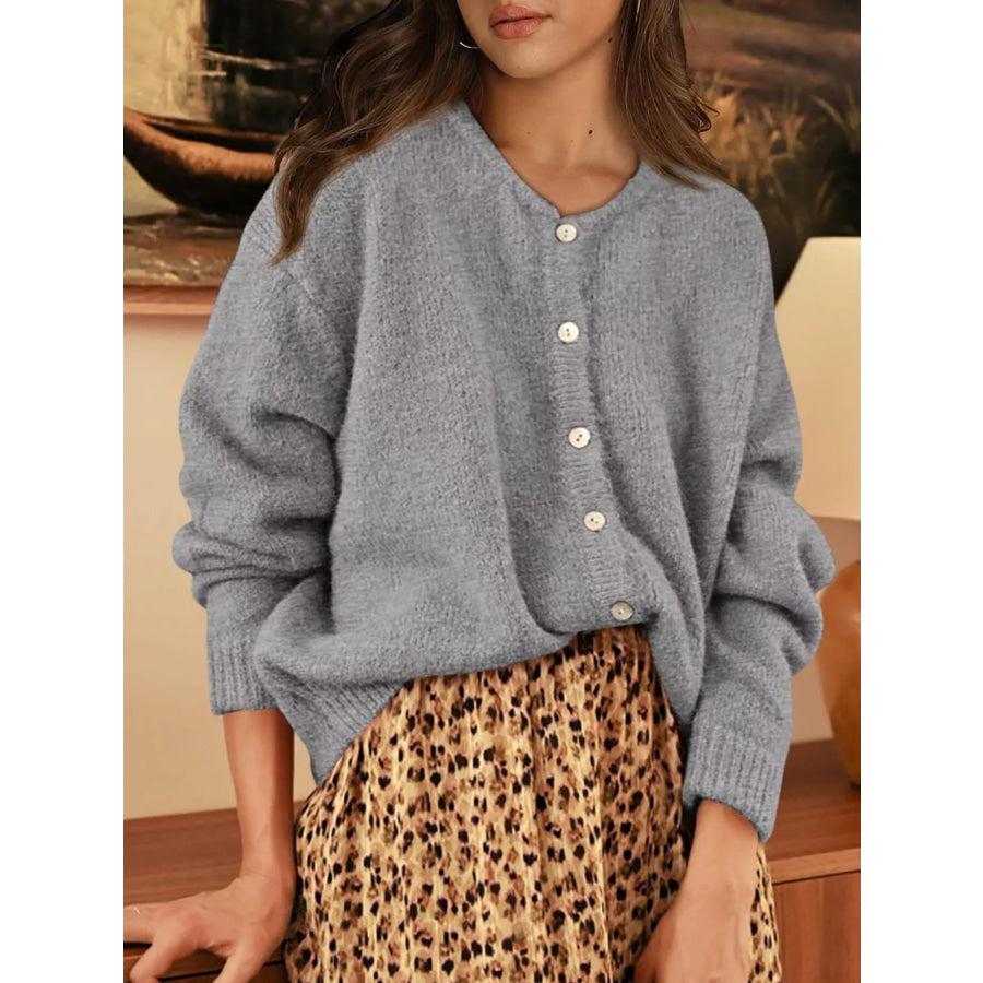Button-Down Dropped Shoulder Cardigan Apparel and Accessories