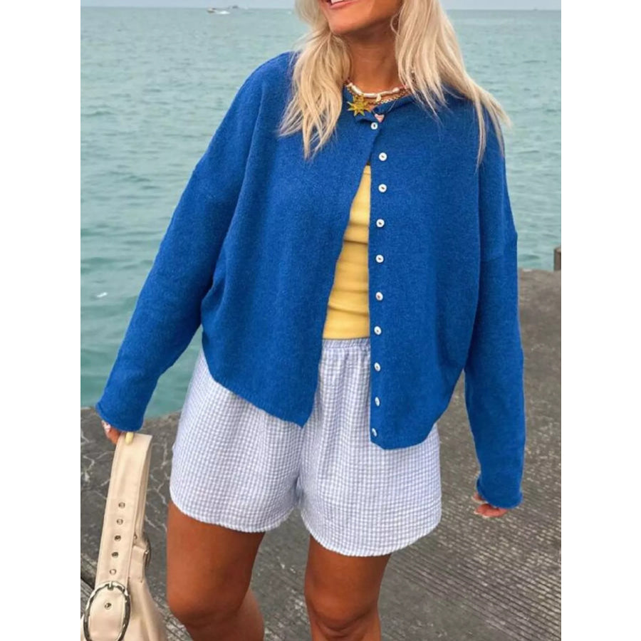 Button-Down Dropped Shoulder Cardigan Apparel and Accessories