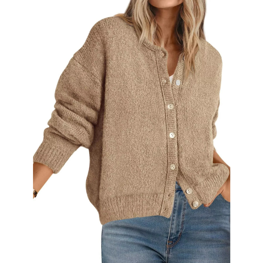 Button-Down Dropped Shoulder Cardigan Apparel and Accessories