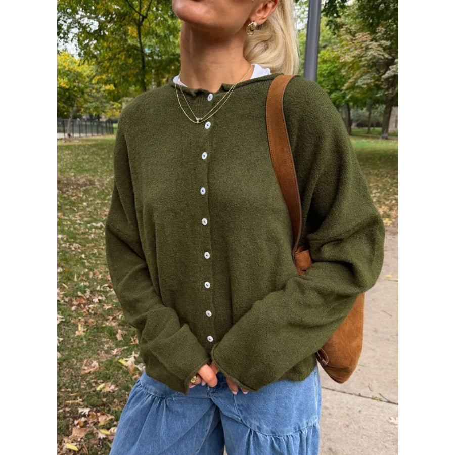 Button-Down Dropped Shoulder Cardigan Apparel and Accessories