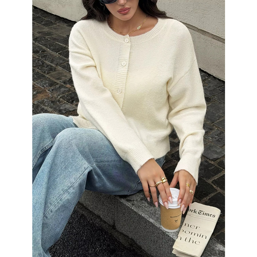 Button-Down Dropped Shoulder Cardigan Apparel and Accessories