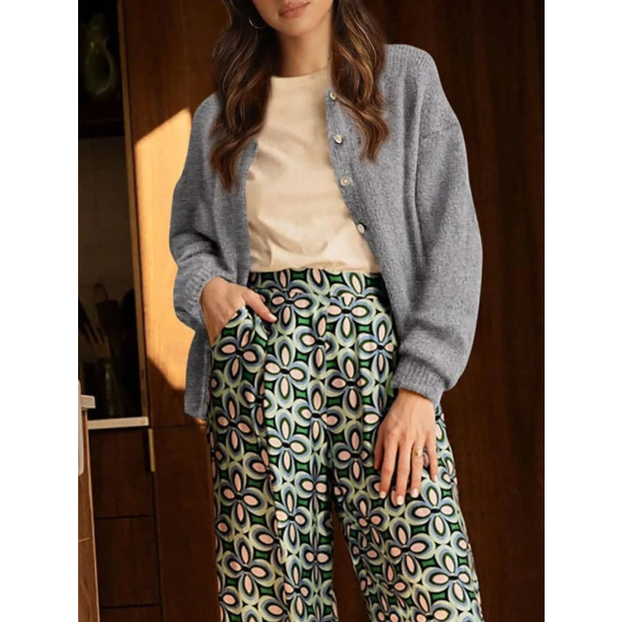 Button-Down Dropped Shoulder Cardigan Apparel and Accessories