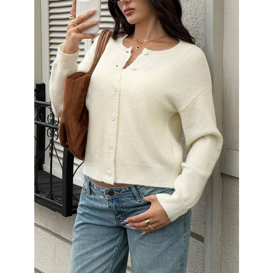 Button-Down Dropped Shoulder Cardigan Apparel and Accessories