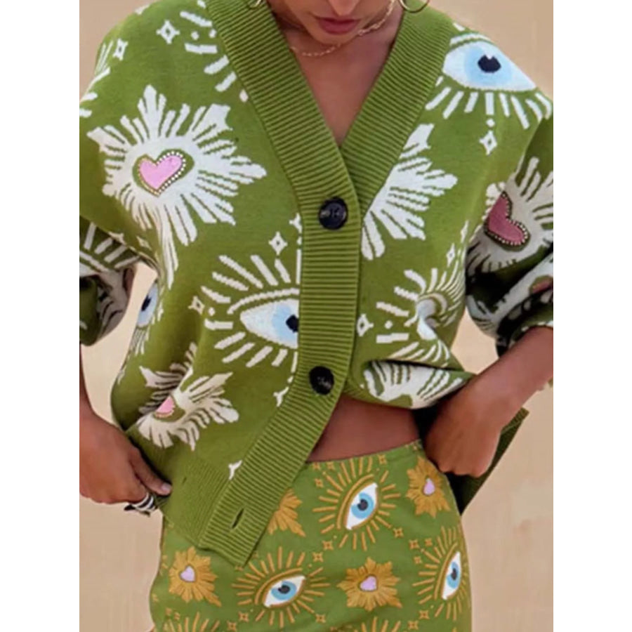 Button-Down Dropped Shoulder Cardigan Green / S Apparel and Accessories