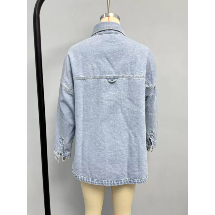 Button-Down Dropped Shoulder Denim Jacket Apparel and Accessories