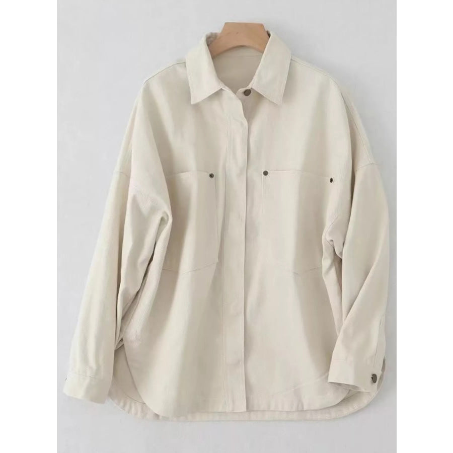 Button-Down Dropped Shoulder Denim Jacket Apparel and Accessories