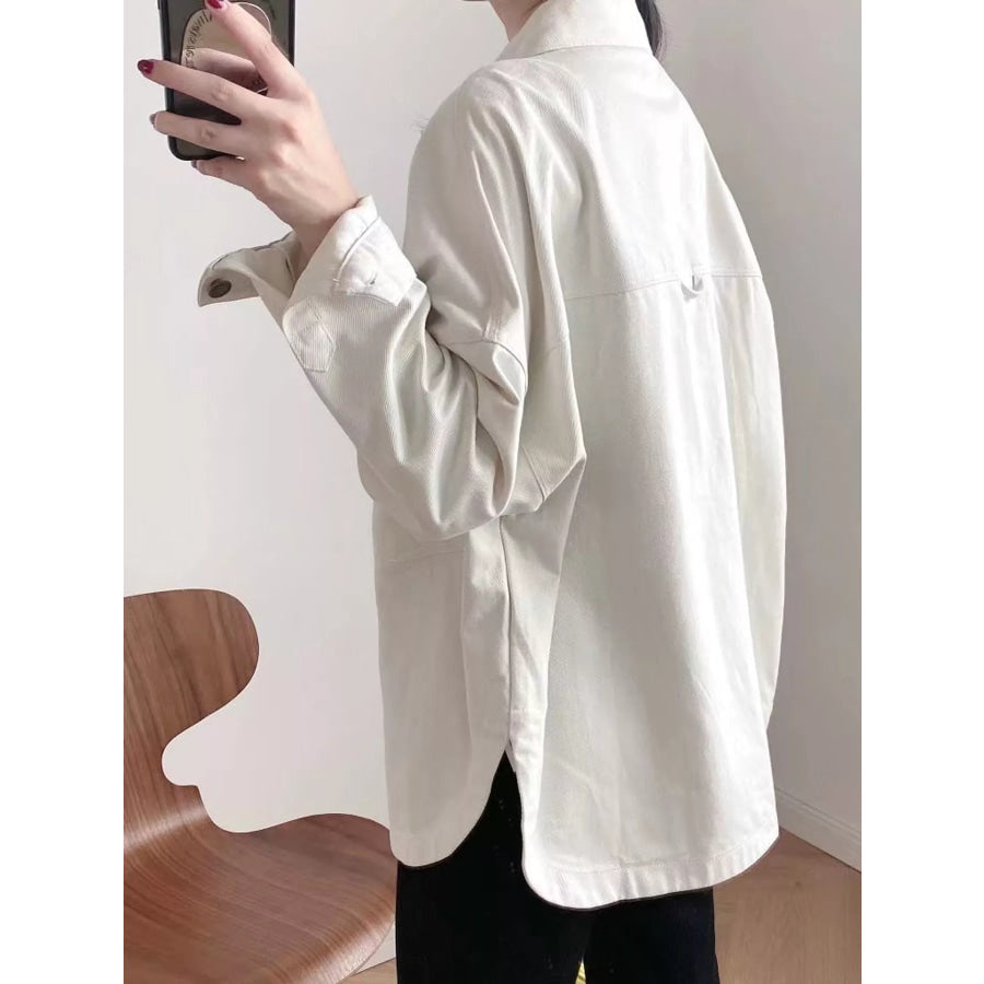 Button-Down Dropped Shoulder Denim Jacket Apparel and Accessories