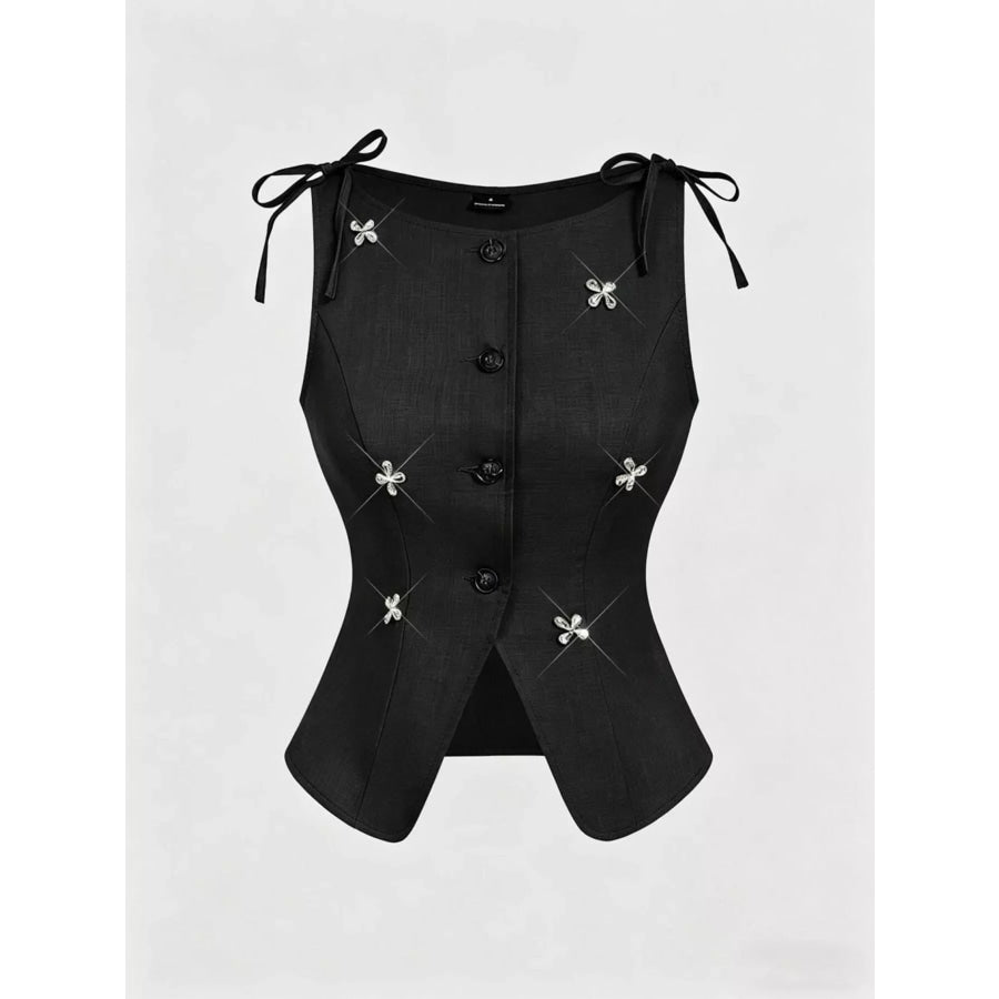 Button-Down Embellished Vest Apparel and Accessories