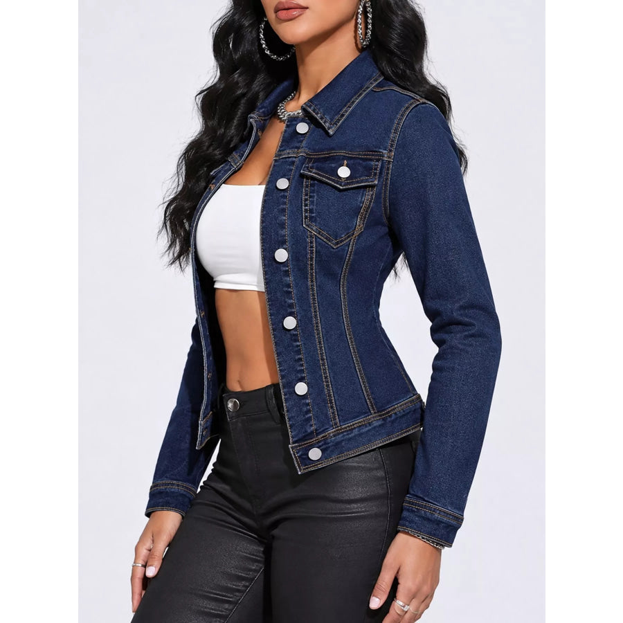 Button-Down Front Denim Jacket Apparel and Accessories