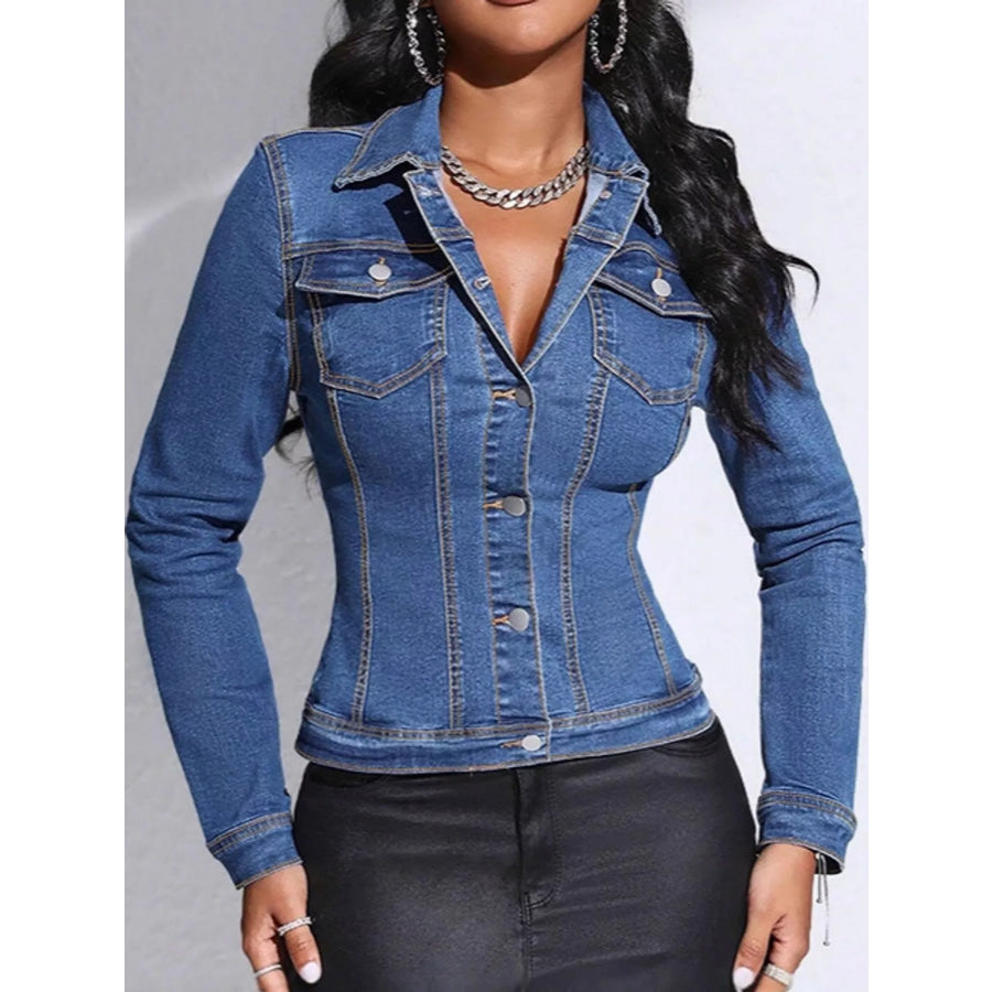 Button-Down Front Denim Jacket Apparel and Accessories