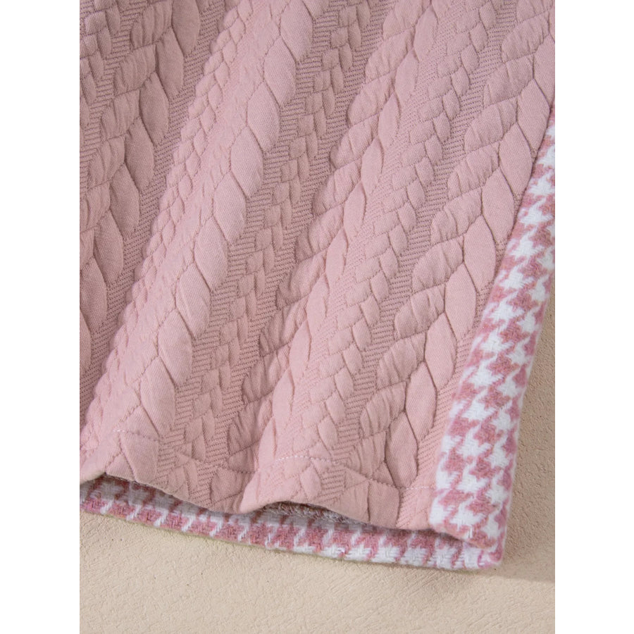 Button Down Houndstooth Color Block Shacket Apparel and Accessories