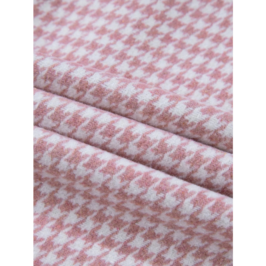 Button Down Houndstooth Color Block Shacket Apparel and Accessories