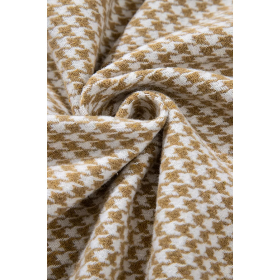 Button Down Houndstooth Color Block Shacket Apparel and Accessories