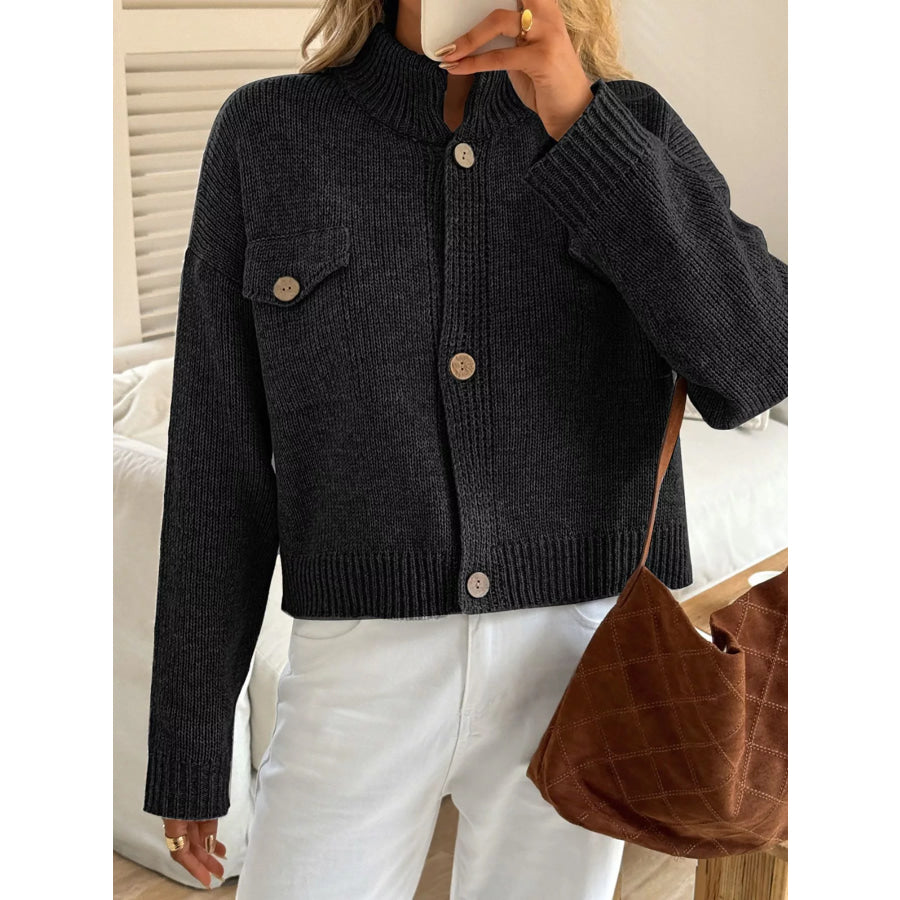 Button-Down Knit Cardigan Black / S Apparel and Accessories