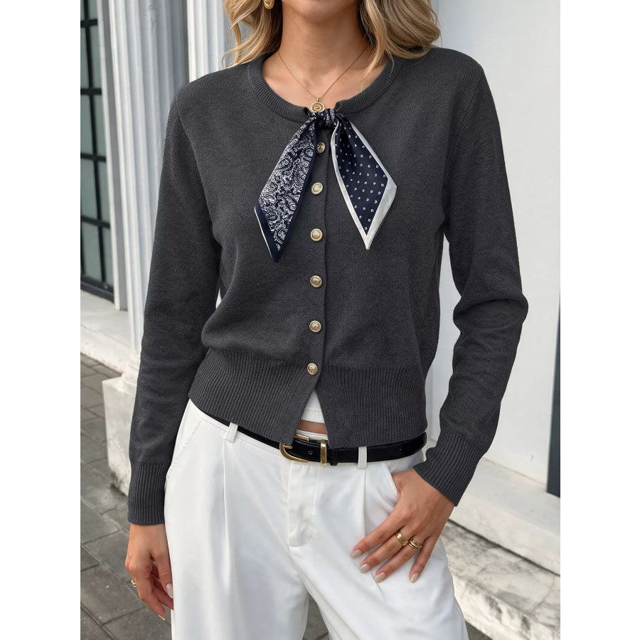 Button-Down Knit Cardigan Dark Gray / S Apparel and Accessories