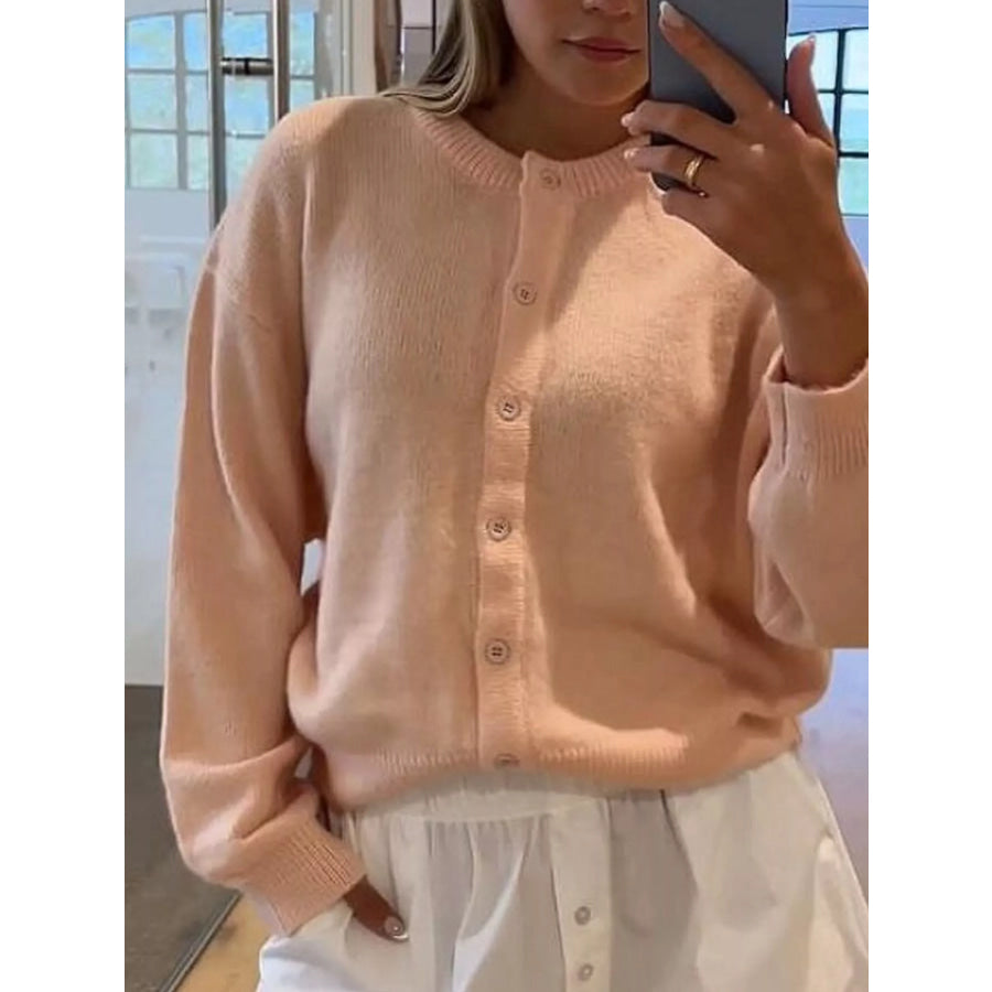 Button-Down Knit Cardigan Pale Blush / S Apparel and Accessories