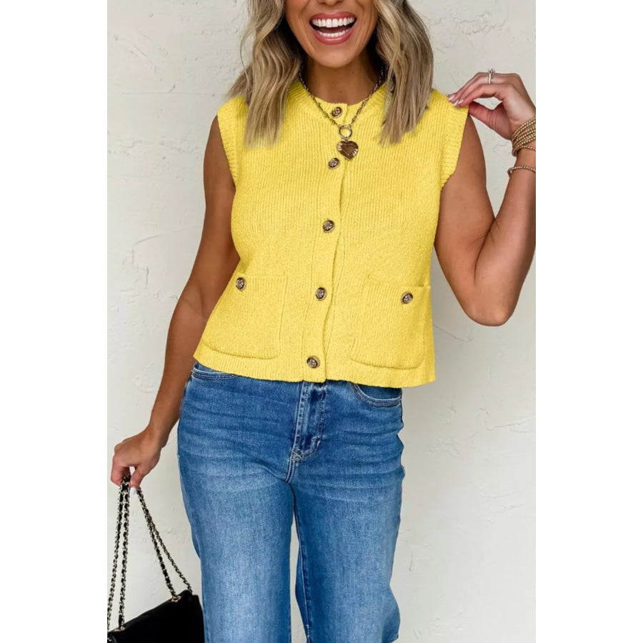 Button-Down Knit Sweater Vest Apparel and Accessories