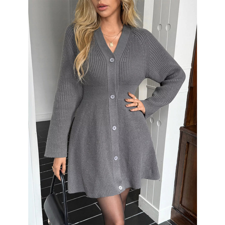 Button-Down Knitted Sweater Dress Apparel and Accessories