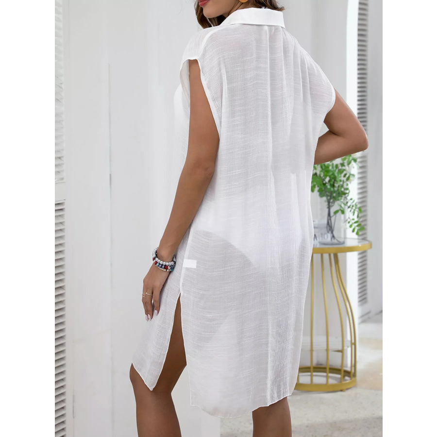 Button-Down Lightweight Beach Cover-Up White / One Size Apparel and Accessories