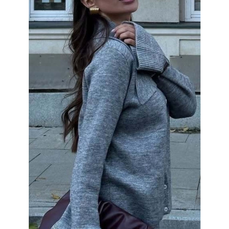 Button Down Long Sleeve Cardigan and Skirt Knit Set Apparel and Accessories