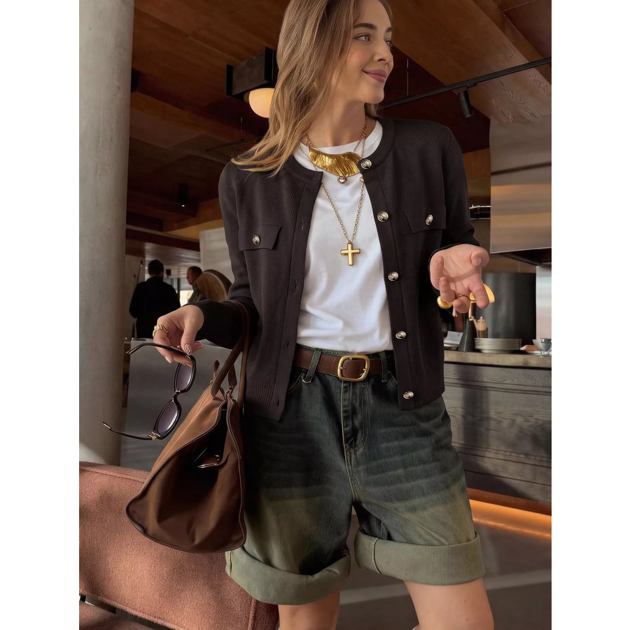 Button Down Long Sleeve Cardigan Apparel and Accessories