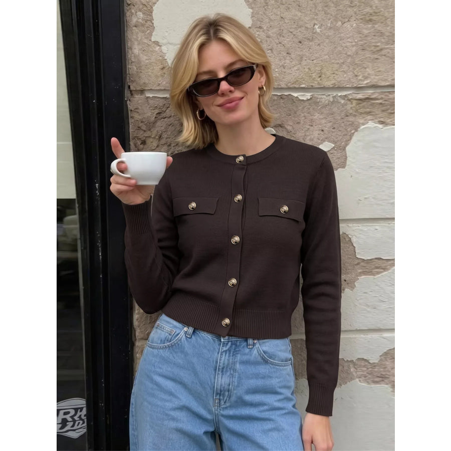 Button Down Long Sleeve Cardigan Apparel and Accessories