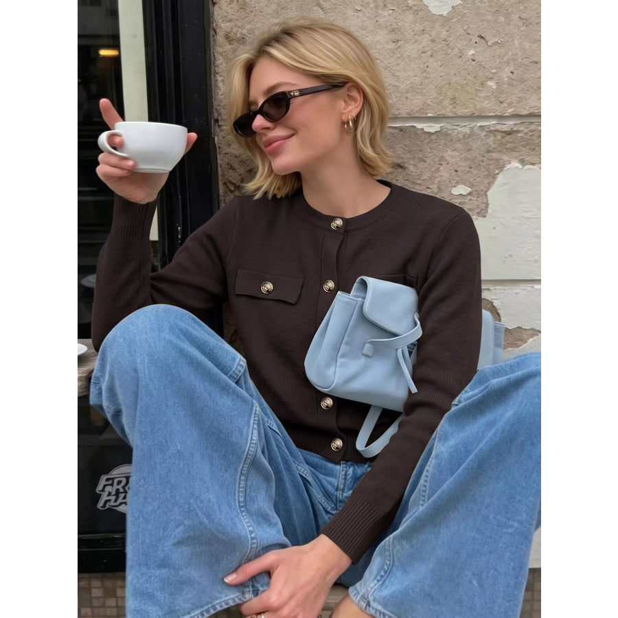 Button Down Long Sleeve Cardigan Apparel and Accessories