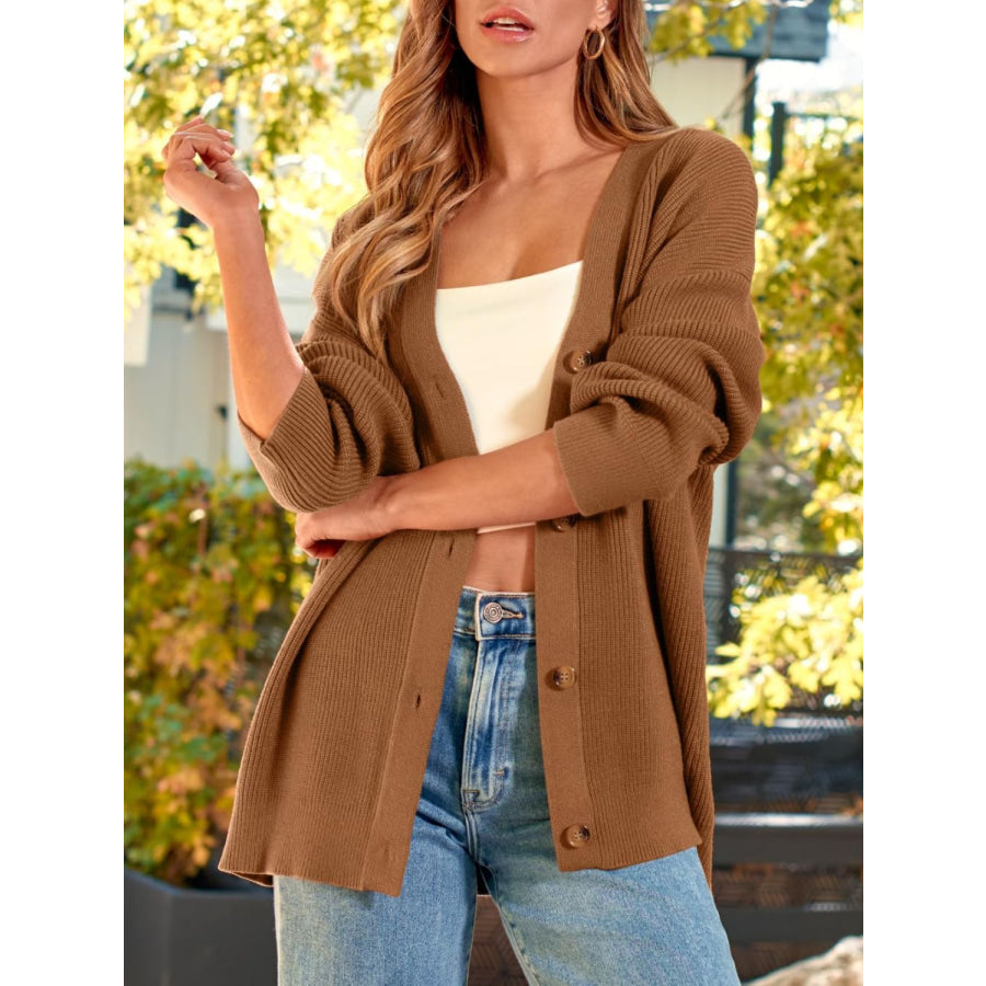 Button Down Long Sleeve Cardigan Apparel and Accessories