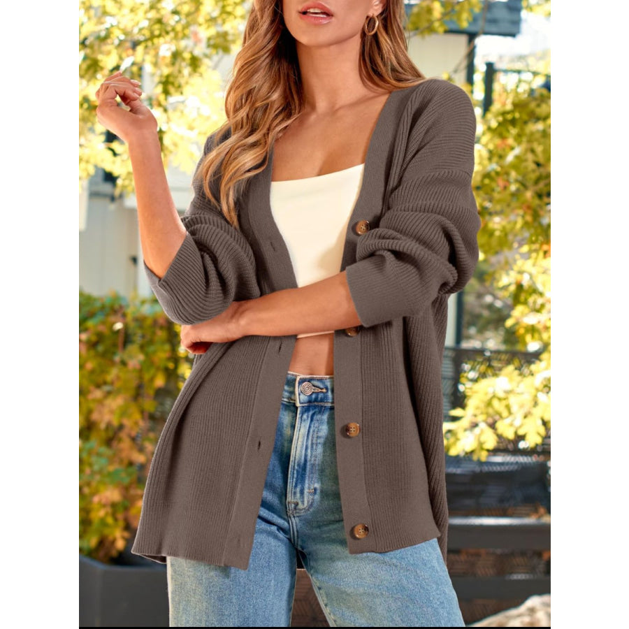 Button Down Long Sleeve Cardigan Apparel and Accessories