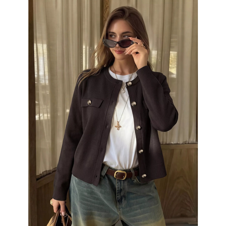 Button Down Long Sleeve Cardigan Apparel and Accessories