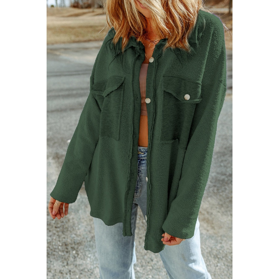 Button Down Long Sleeve Jacket Green / S