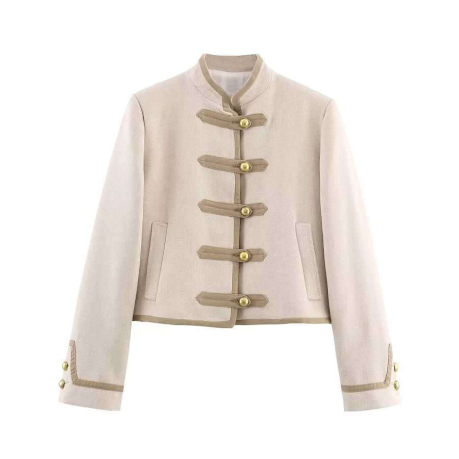 Button Down Long Sleeve Jacket Tan / S Apparel and Accessories