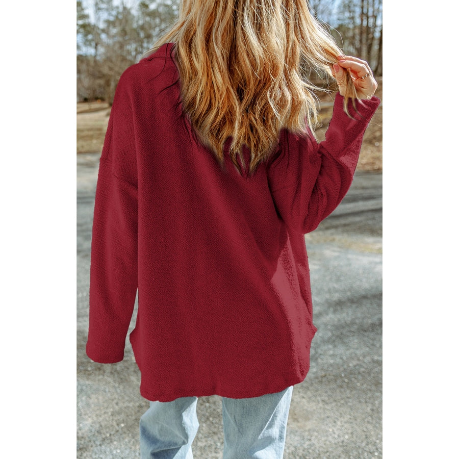 Button Down Long Sleeve Jacket Red / S