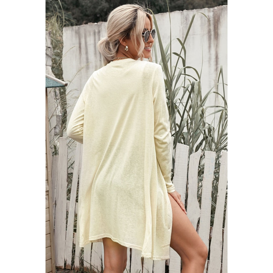 Button Down Long Sleeve Longline Cardigan