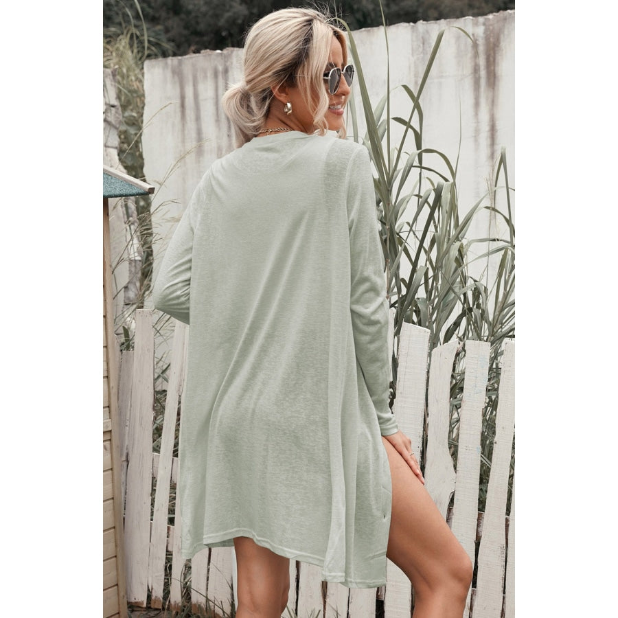 Button Down Long Sleeve Longline Cardigan