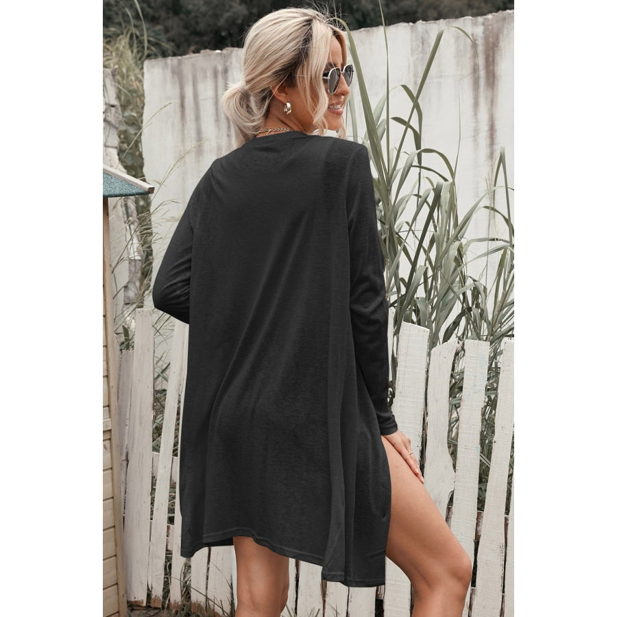 Button Down Long Sleeve Longline Cardigan