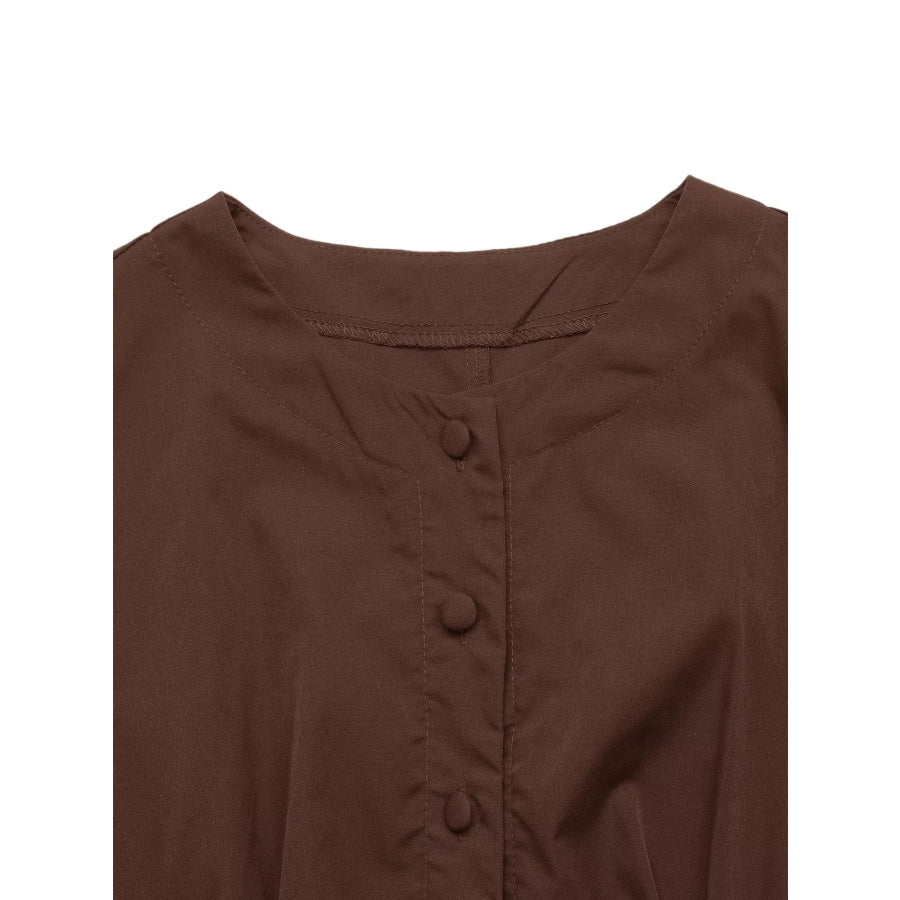 Button-Down Long Sleeve Midi Dress Apparel and Accessories