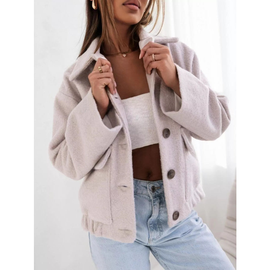 Button-Down Long Sleeve Outerwear Apricot / S Apparel and Accessories