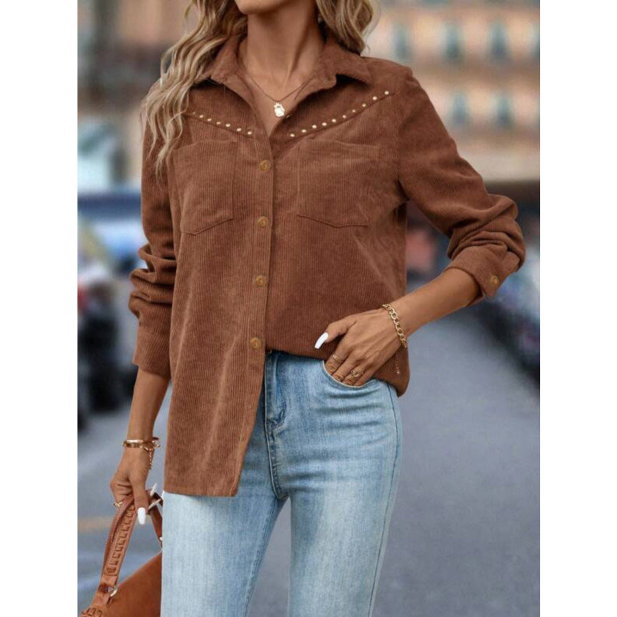 Button Down Long Sleeve Shacket Apparel and Accessories