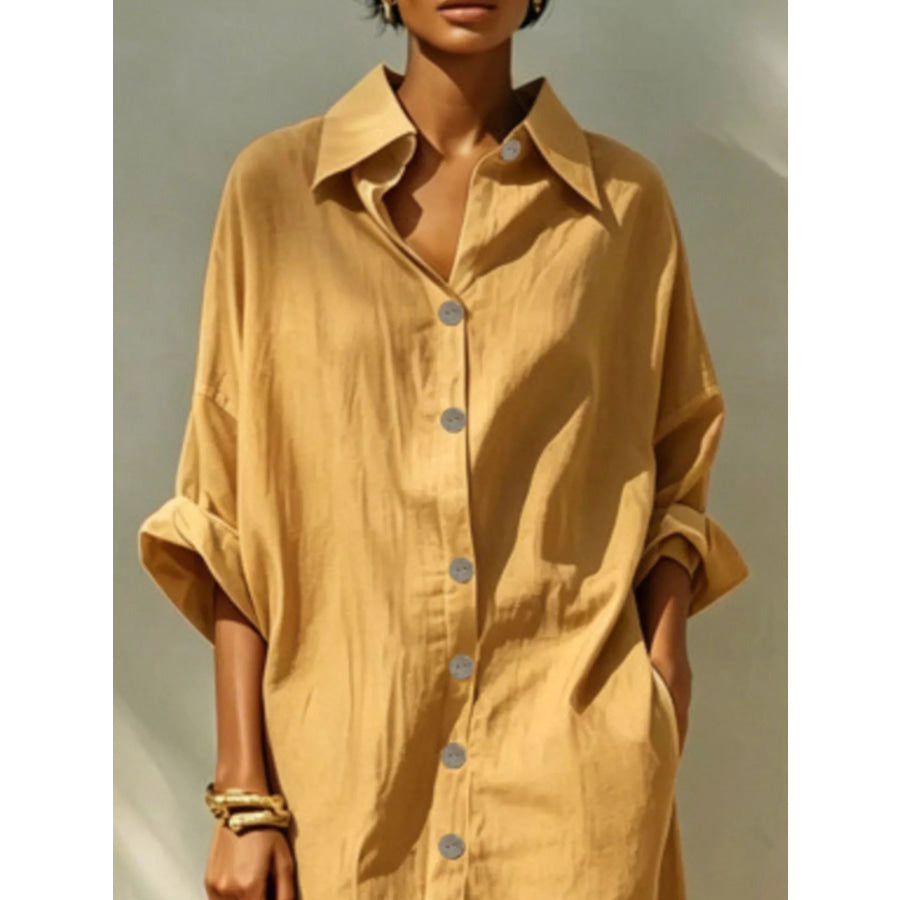 Button-Down Long Sleeve Shirt Dress Apparel and Accessories