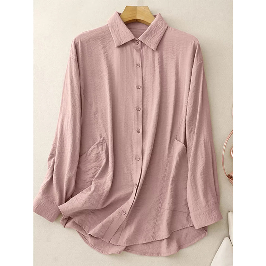 Button-Down Long Sleeve Shirt Pink / S Apparel and Accessories