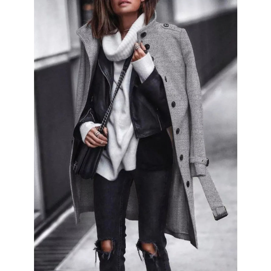 Button-Down Longline Coat with Belt Apparel and Accessories